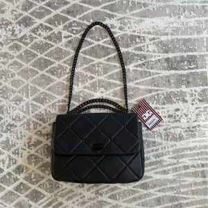 Gilda Paris Large Quilted Bag (Matte Black w/ Black chains)